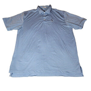 Peter Millar Polo Shirt Mens Blue Size XL Preppy Button Down Golf Striped Sports